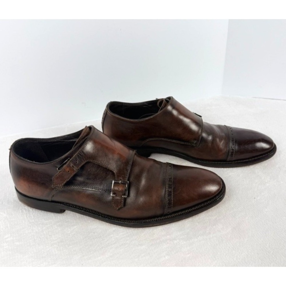 Allen Edmonds Francis Double Monk Strap Cap Toe Dress Shoes Brown Leather 11D